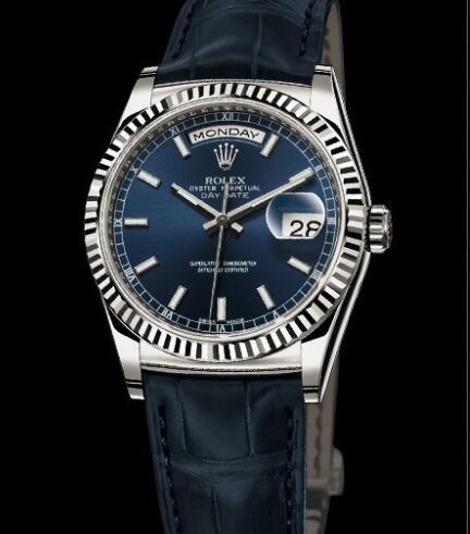 Rolex Watches Oyster Perpetual Day-Date 118139 White Gold - Blue Dial - Alligator Bracelet Rolex Watches Oyster Perpetual Day-Date 118139 White Gold - Blue Dial - Alligator Bracelet